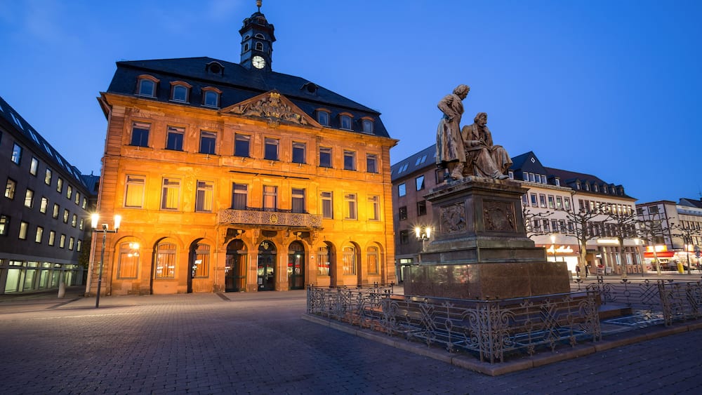 hanau germany townhall in the evening; Shutterstock ID 382197184
