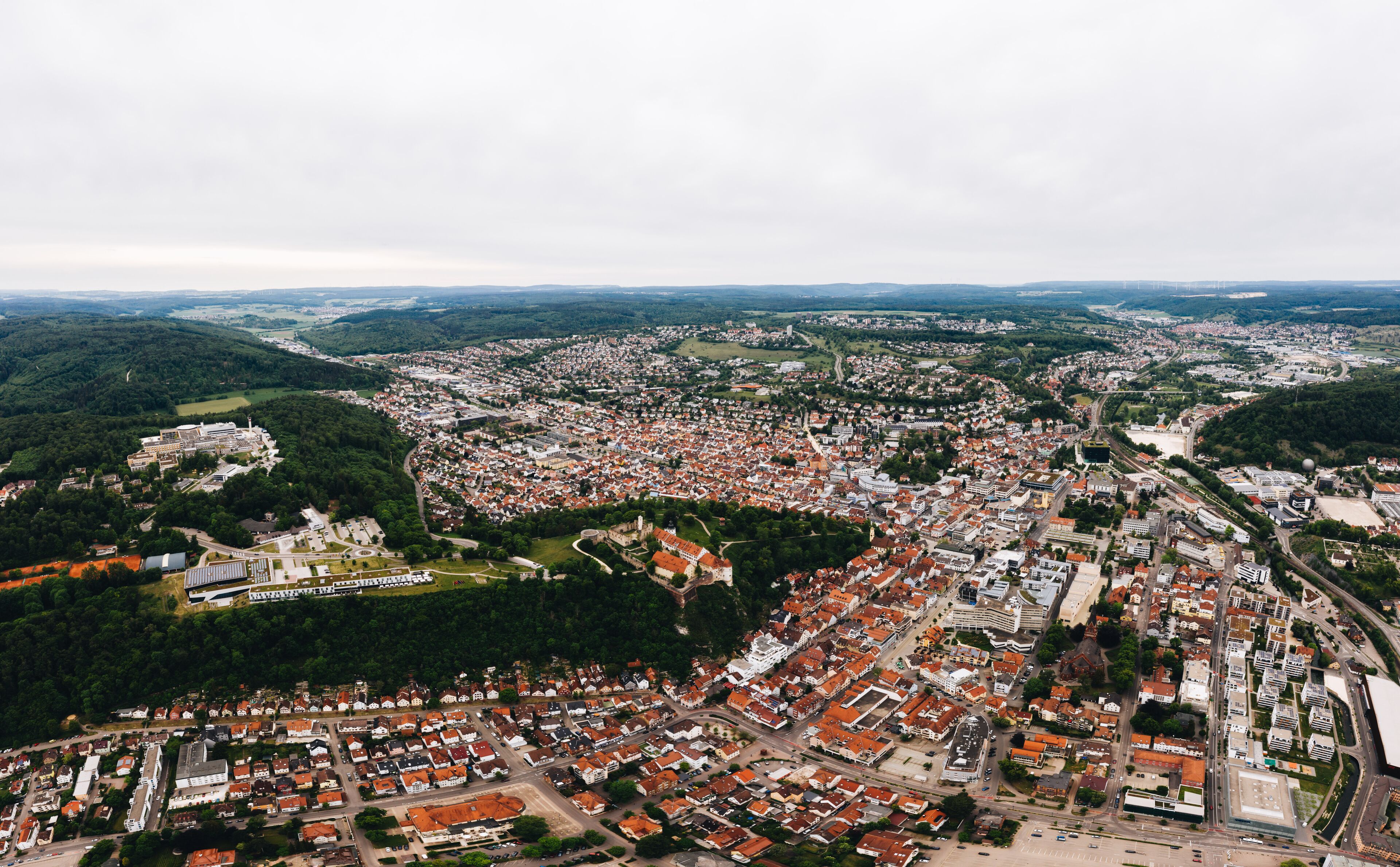 aerrial drone photo of German town Heidenheim an der Brenz