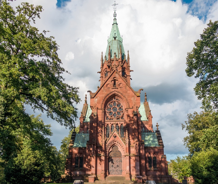 Grabkapelle Karlsruhe, Vorderansicht, 24.08.2014.