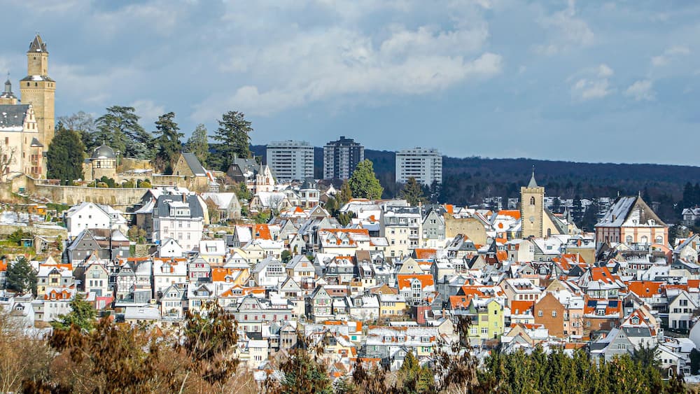 view of scenic town Kronberg in the Taunus region near Frankfurt