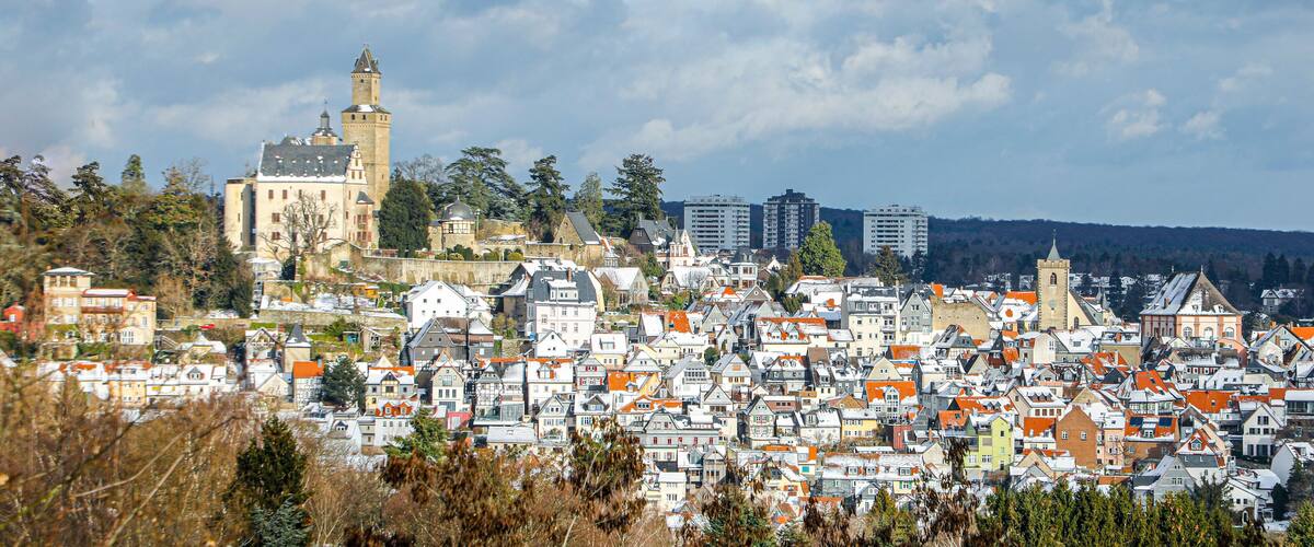 view of scenic town Kronberg in the Taunus region near Frankfurt