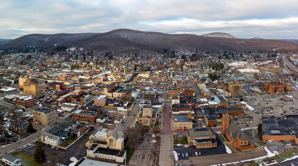 Aerial View of Bradford Pennsylvania in Winter