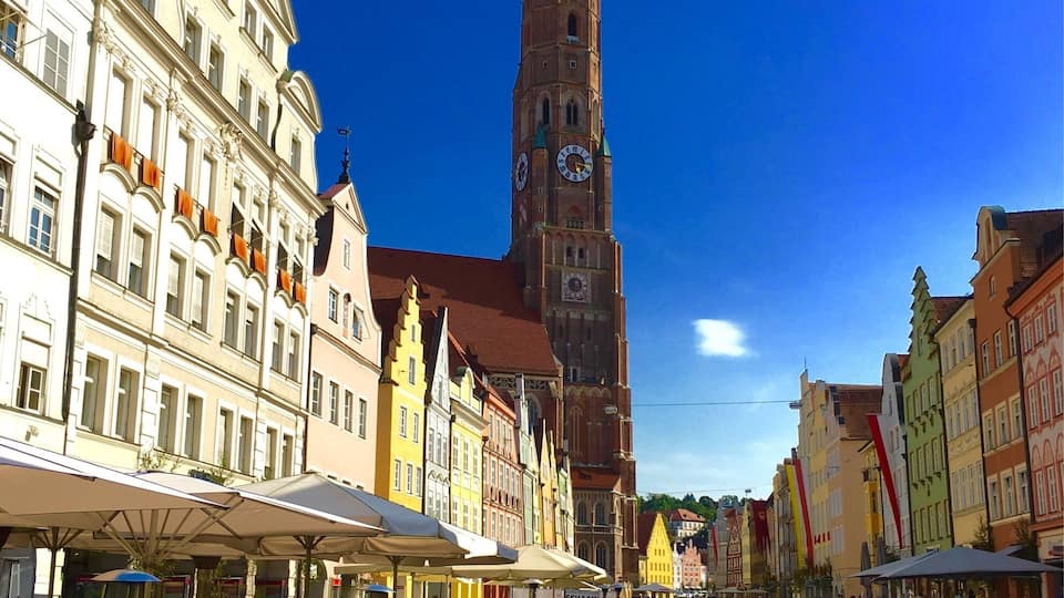 Old Town of Landshut with St. Martin's Church, which has the world's tallest brick tower.