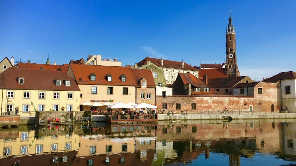 Beautiful Landshut at the River Isar, Bavaria