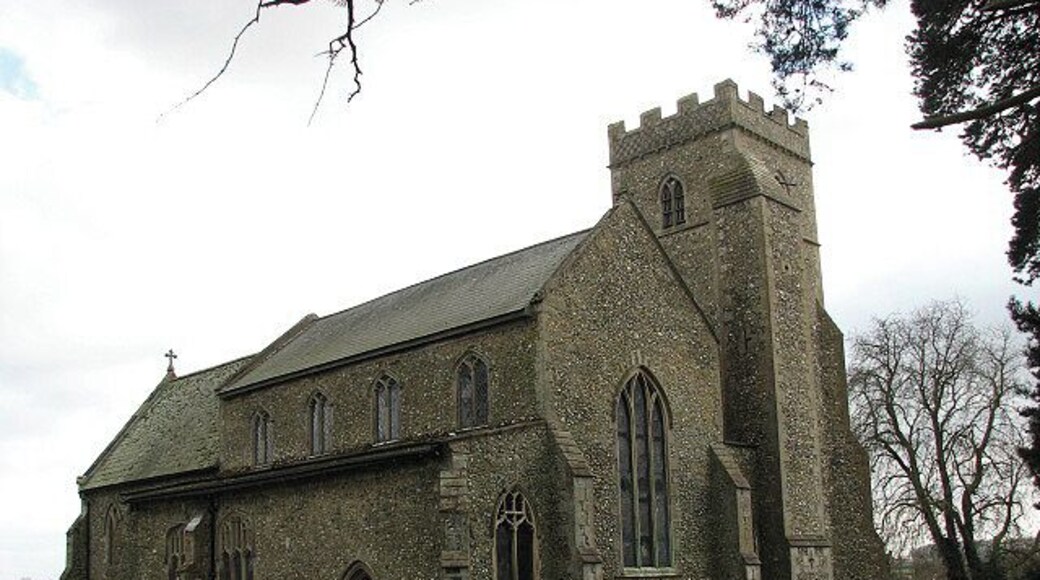 St Andrew's Church. West Bradenham used to be one of the homes of a prominent Norfolk farming family called Haggard; the author Henry Rider Haggard was born here. The tower of St Andrew's church is placed on the south wall rather than at the west end > 710112. St Andrew's is perhaps most noteworthy for the many stained glass windows > 710137 dating from the 19th century and executed by the best workshops of that time: the east window > 710137 - 710144 was made by William Wailes, and the O'Connor Brothers designed the windows set into the west wall > 710153. The church is kept locked but a key is available. For more information see: http://www.norfolkchurches.co.uk/westbradenham/westbradenham.htm