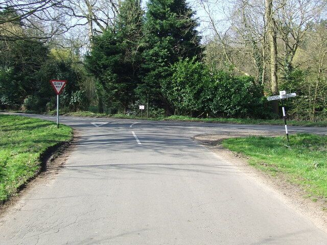 Give Way Road junction near to Foulden, Norfolk.