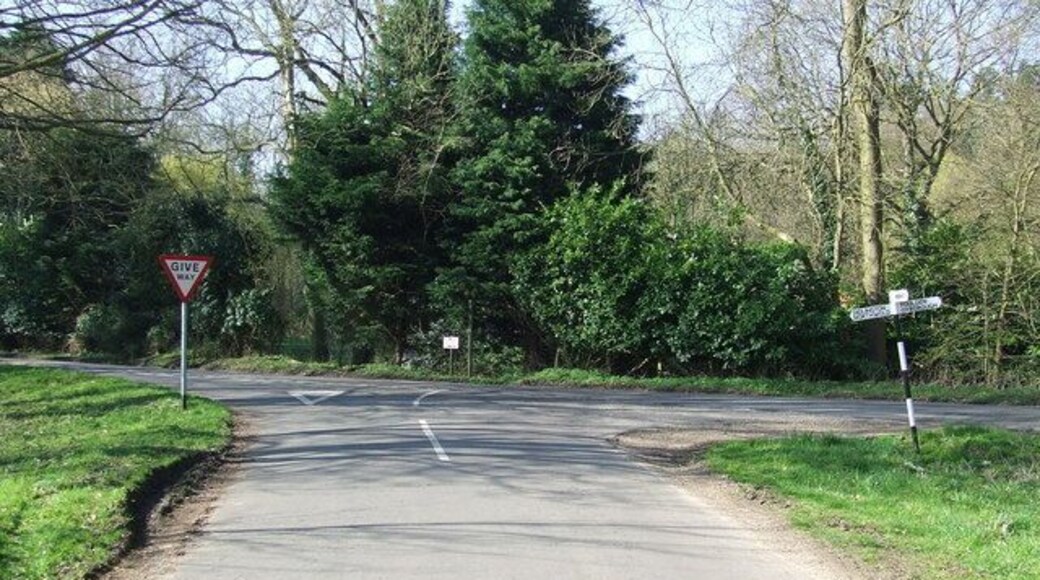 Give Way Road junction near to Foulden, Norfolk.
