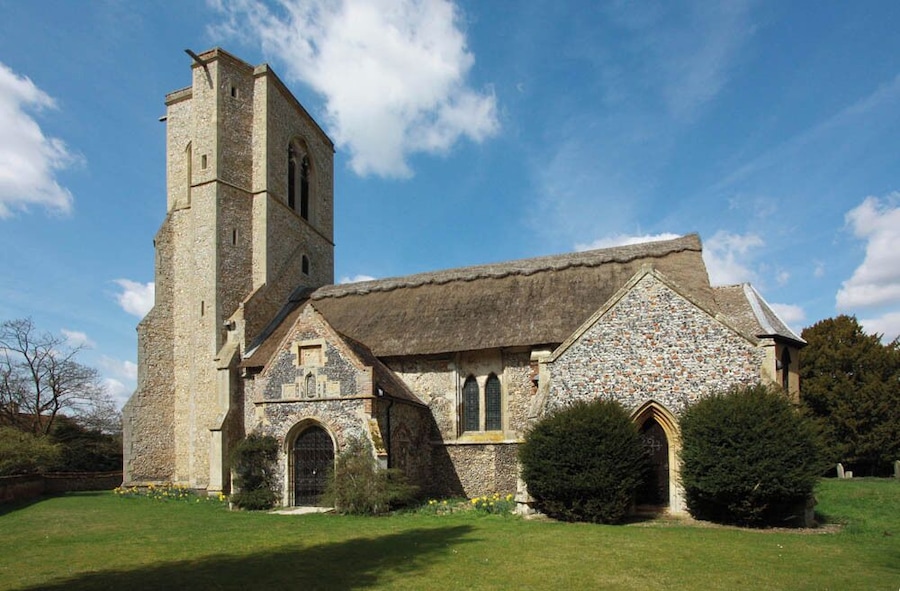 Parish church of St John the Evangelist, Rushford, Norfolk, seen from south-southeast