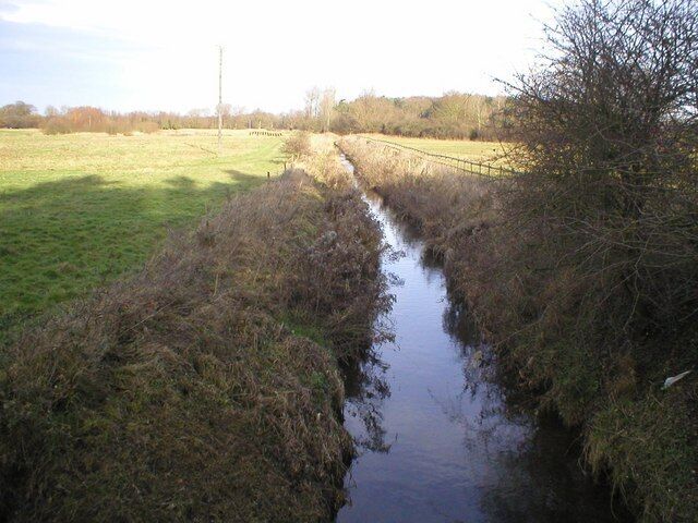 River Wissey below confluence of River Erne River Erne flows into the Wissey just above this point, near Erne Ford House. River flowing south here.