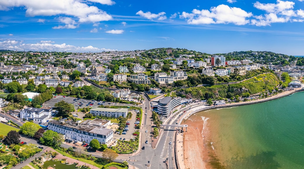Panorama over English Riviera from a drone, Torquay, Devon, England, Europe