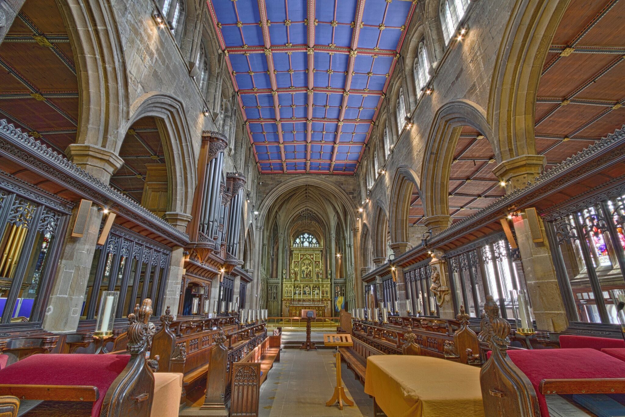 500px provided description: Here is an HDR photograph of the Choir in Wakefield Cathedral. Located in Wakefield, Yorkshire, England, UK. [#hdr ,#church ,#british ,#england ,#interior ,#cathedral ,#yorkshire ,#inside ,#old building ,#high dynamic range ,#english ,#choir ,#wakefield ,#HDR ,#wakefield cathedral]
