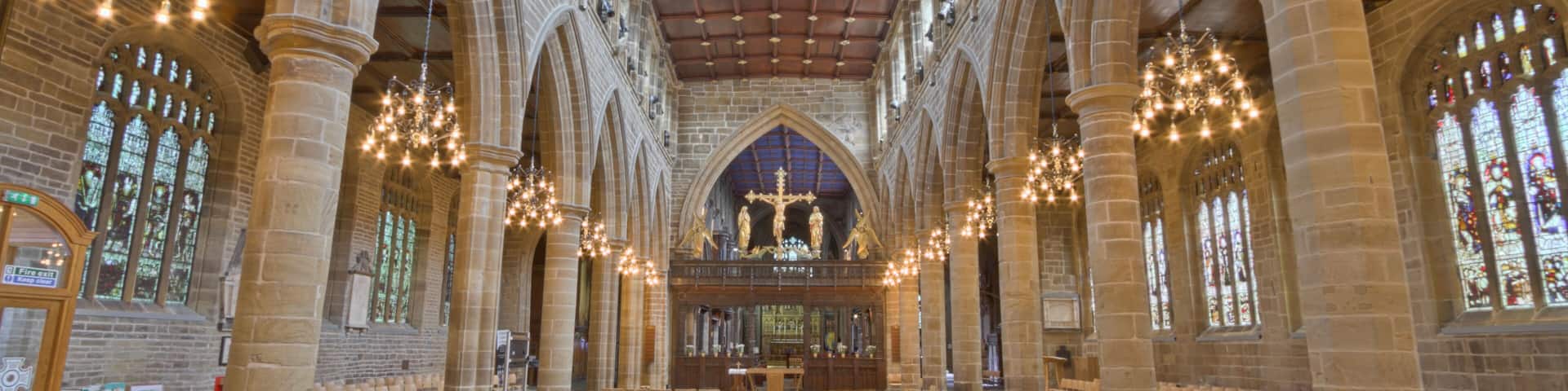 Here is a photograph from the nave inside Wakefield cathedral. Located in Wakefield, Yorkshire, England, UK.