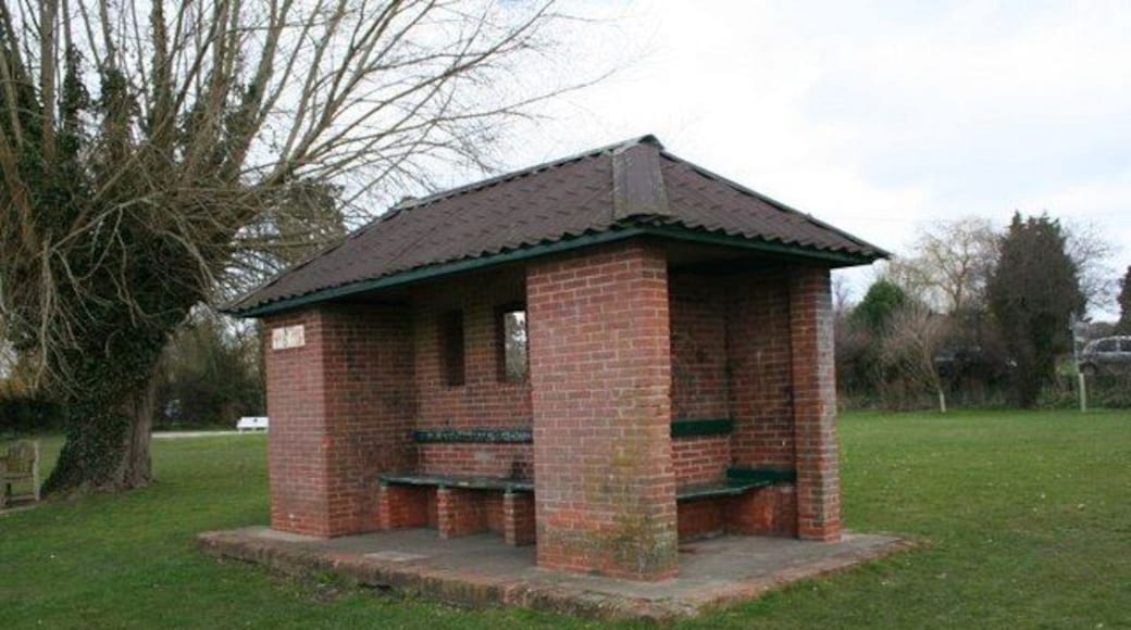 No buses here This reminds me of a bus stop only it's by the river at Benson.