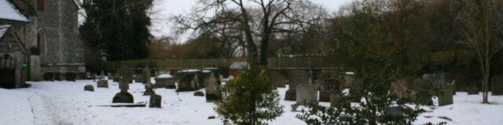 Snow covered graveyard Snow covered graveyard at North Stoke church.