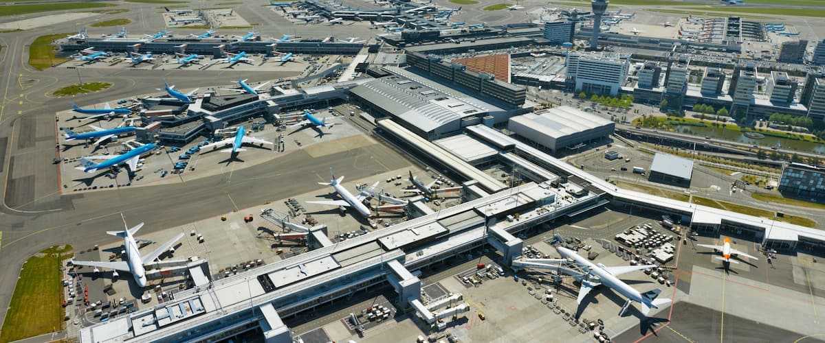 Amsterdam showing an airport and landscape views