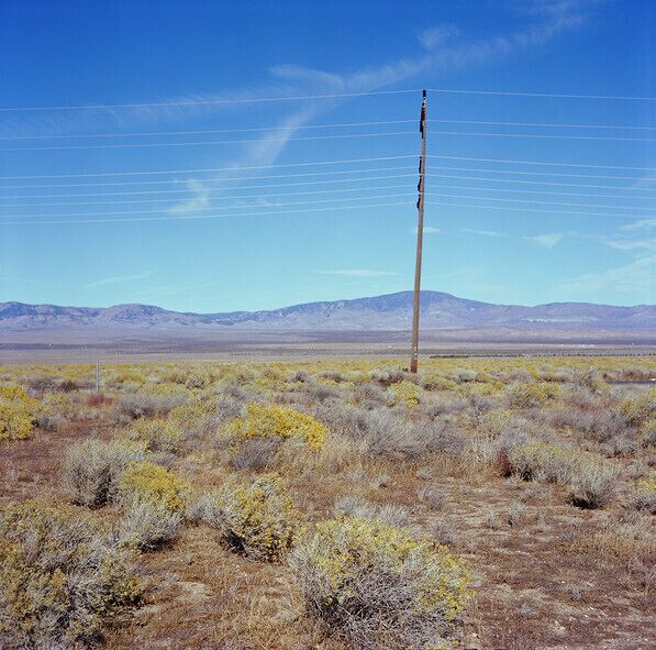 USA, California, Bakersfield, telephone pole in desert