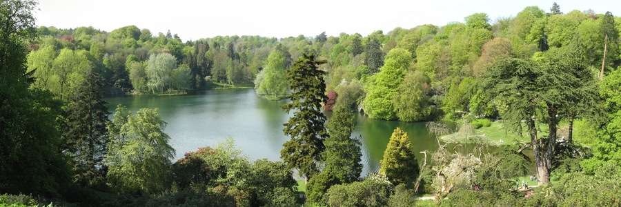 Panorama of Stourhead lake from Temple of Apollo.