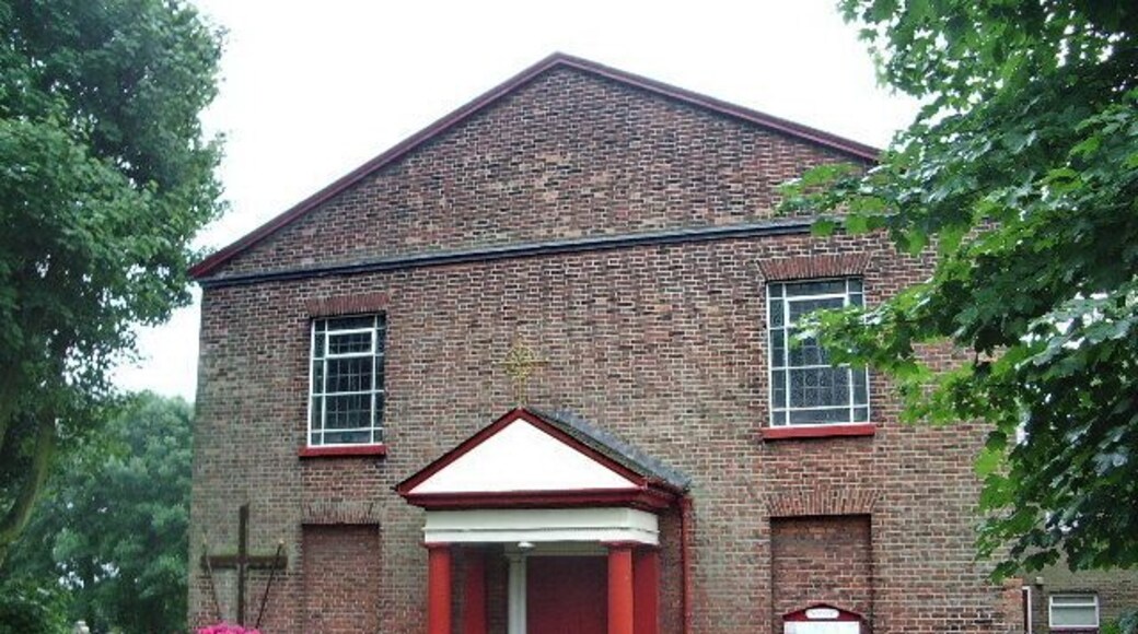 Roman Catholic church of St Lewis, Mustard Lane, Little Town, Croft, Cheshire, seen from east-northeast