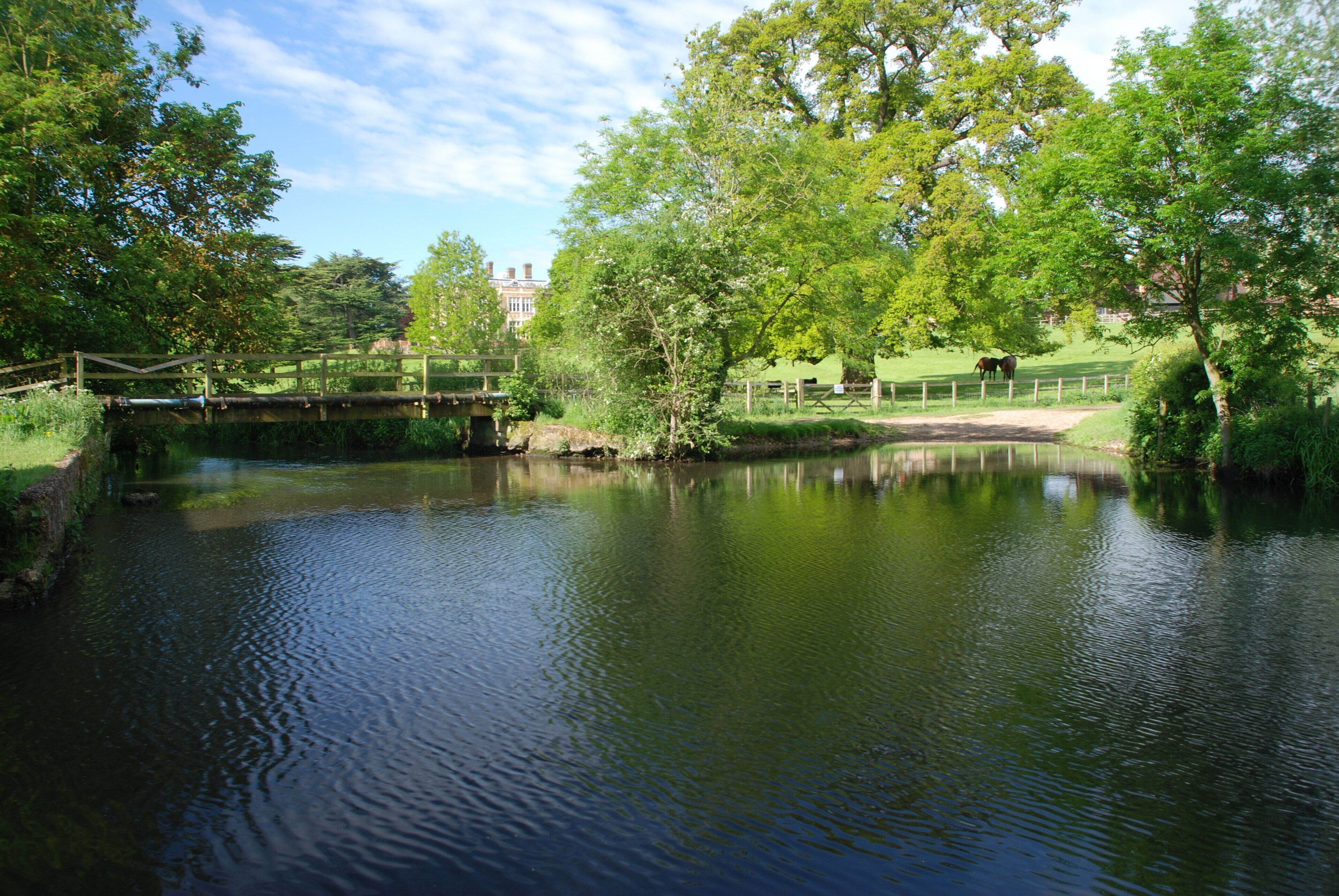 Ford at Munden House. This ford on the River Colne is found just off the Hertfordshire Way at Munden House.