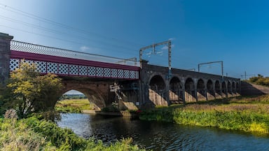 A view along the eastern side of the Fourteen Arches viaduct near Wellingborough UK in the summertime