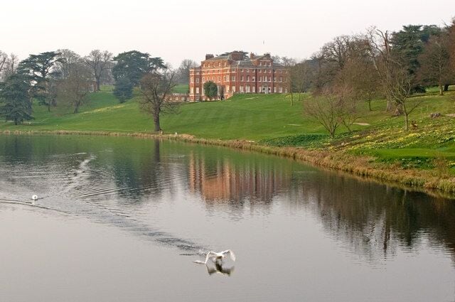 A swan takes off from The Broadwater, an artificial lake on the River Lea, with Brocket Hall behind. Brocket Hall was built by James Paine in 1760, although there had been two previous buildings on the site, the first dating from 1239. It was the home of two Prime Ministers, Lord Melbourne and Lord Palmerston, who died at Brocket in 1865 while in office. It was later the home of the Baronets Brocket, the third Baronet converting it into a hotel, which is its current use. It is grade I listed - for listing particulars see http://www.heritagegateway.org.uk/Gateway/Results_Single.aspx?uid=158435&resourceID=5.