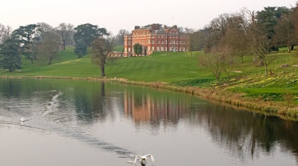 A swan takes off from The Broadwater, an artificial lake on the River Lea, with Brocket Hall behind. Brocket Hall was built by James Paine in 1760, although there had been two previous buildings on the site, the first dating from 1239. It was the home of two Prime Ministers, Lord Melbourne and Lord Palmerston, who died at Brocket in 1865 while in office. It was later the home of the Baronets Brocket, the third Baronet converting it into a hotel, which is its current use. It is grade I listed - for listing particulars see http://www.heritagegateway.org.uk/Gateway/Results_Single.aspx?uid=158435&resourceID=5.