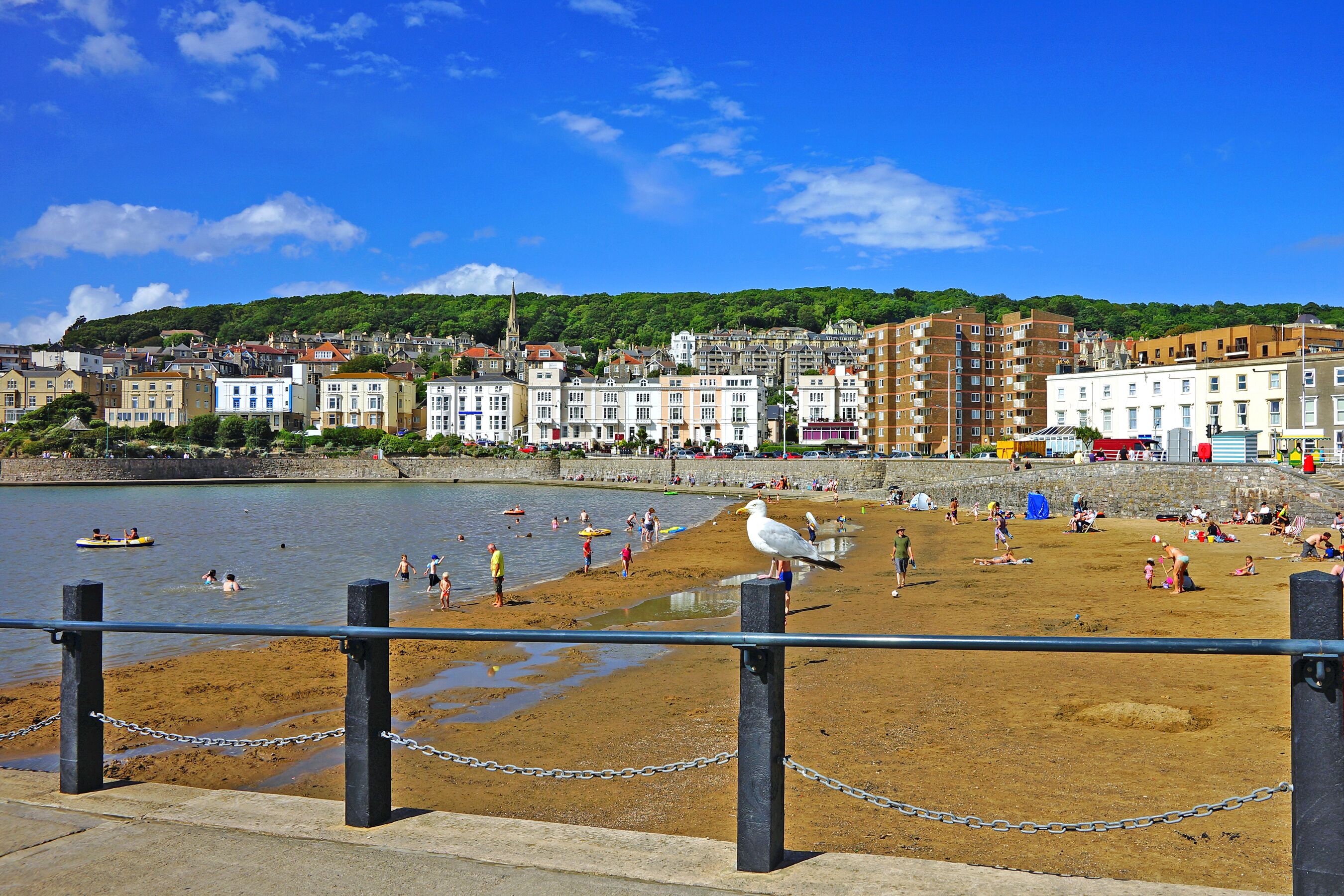 Holiday makers enjoying a beautiful summer day on the sandy beach at Weston Super Mare, Somerset, United Kingdom, Shutterstock ID 276284705, SF SSA Case with Manager Approval: Case 07151371, Job: Prep
