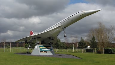 A Concorde airplane model at the Brooklands Museum.