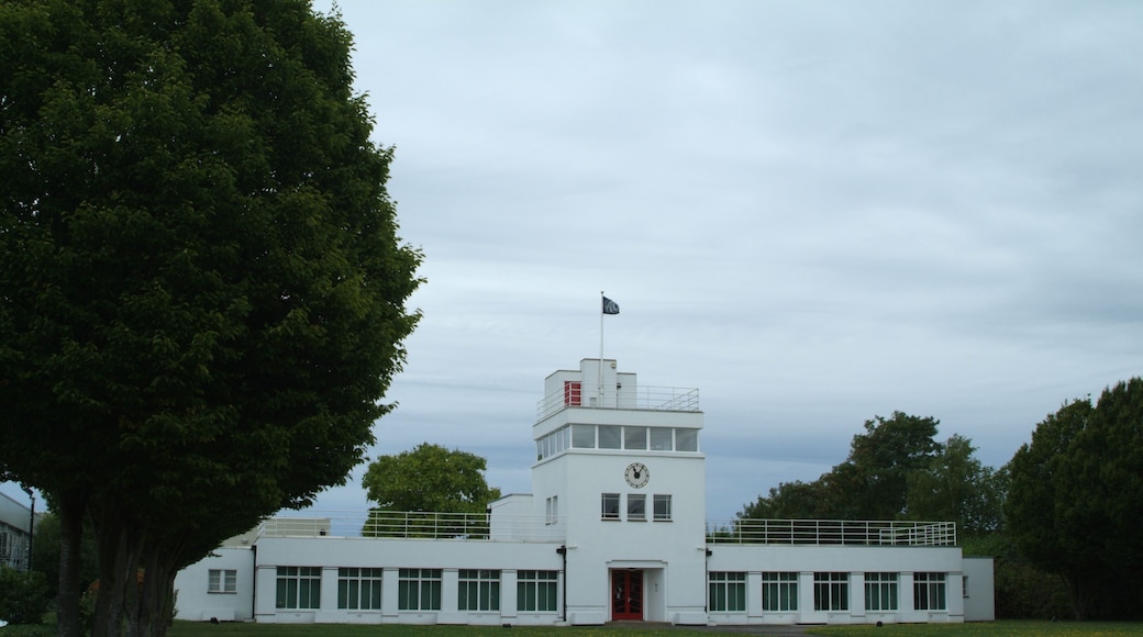Aero tower and clubhouse, built 1932. This is a grade II listed building for its associations with early aviation in Britain.