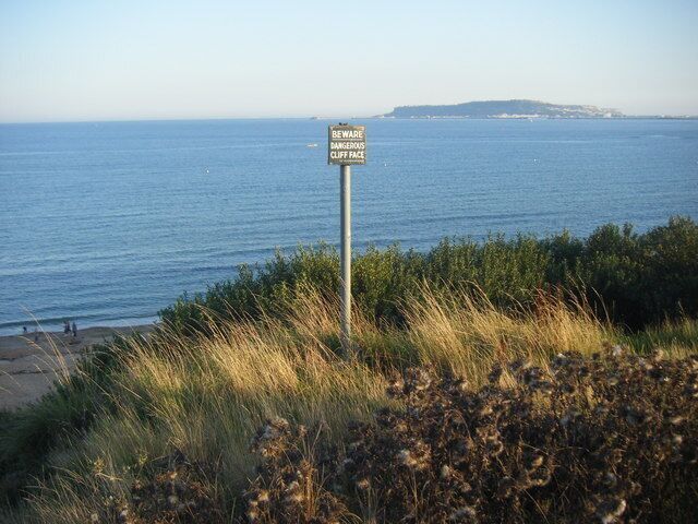 Beware. Dangerous Cliff Face. Sensible advice. Portland lies beyond.