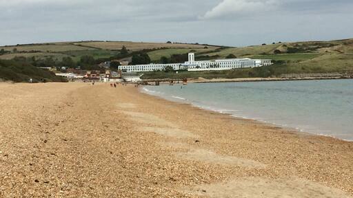 Looking down to Bowleaze Cove from Overcombe Beach