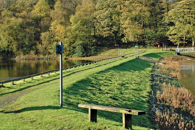 Dam between reservoirs Worthington Lakes