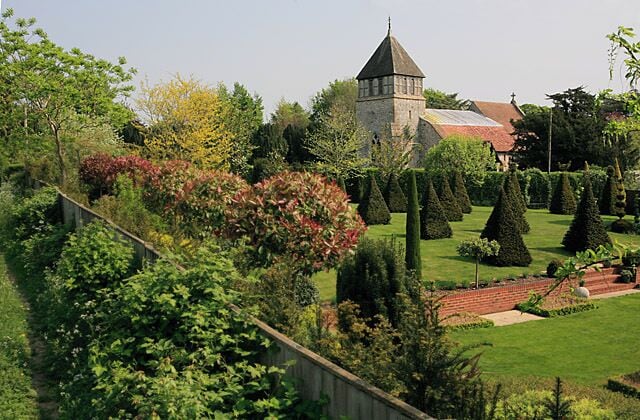 View of St Stephen's church, Sparsholt, from footpath (If you are 11 feet tall)