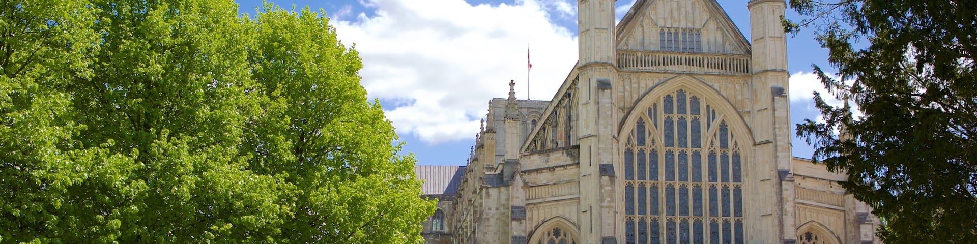 Winchester showing heritage architecture as well as a small group of people