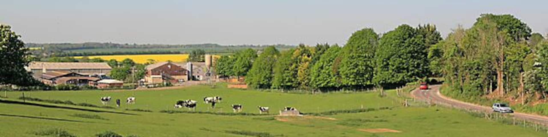 Garston Farm seen from Westley Lane, Sparsholt The lane is the main access route to Sparsholt Agricultural College, of which the farm is a part.