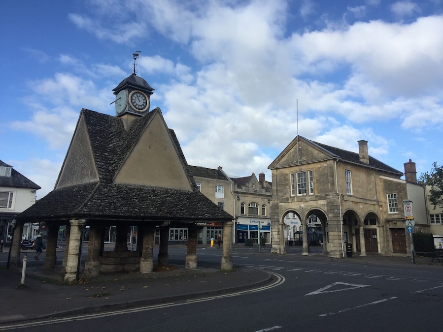 The Buttercross and Market hall in Witney, Oxfordshire, UK.