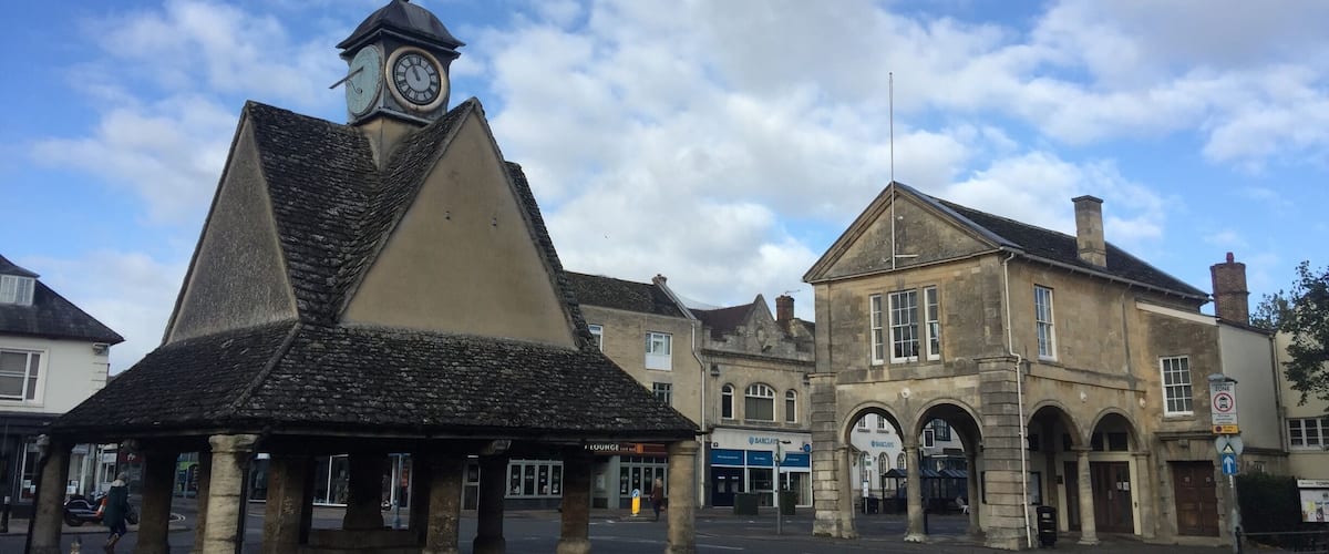 The Buttercross and Market hall in Witney, Oxfordshire, UK.