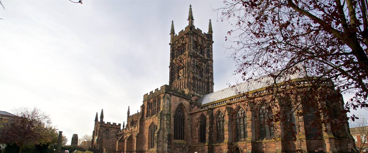 Wolverhampton which includes a church or cathedral, heritage architecture and wild flowers
