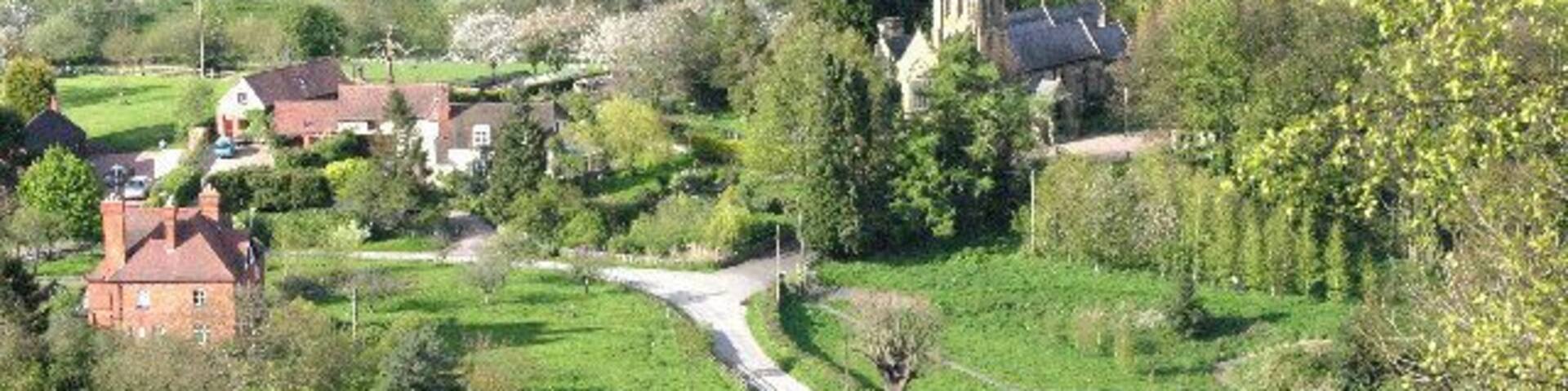 St Mary's Church, Abberley, Worcester. View from Abberley Hill in late April