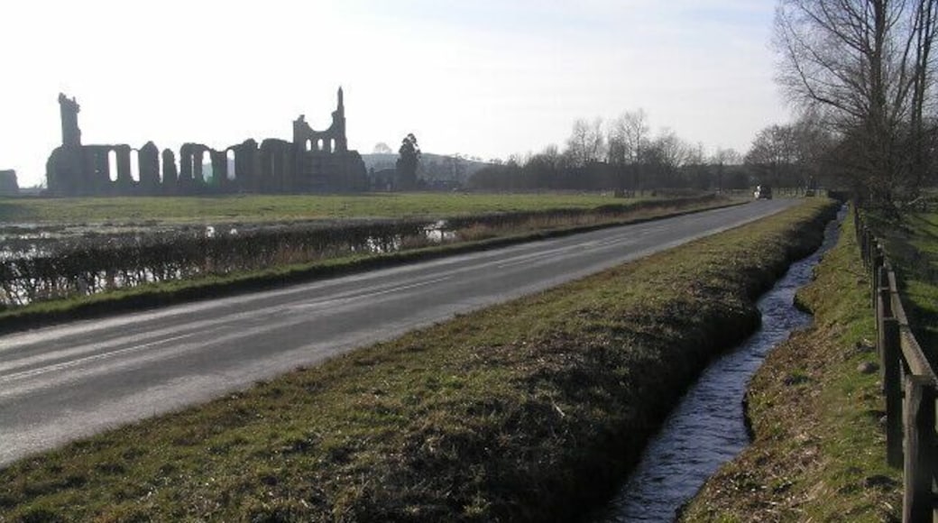 Roadside ditch near Byland Abbey A well maintained, fast flowing ditch.