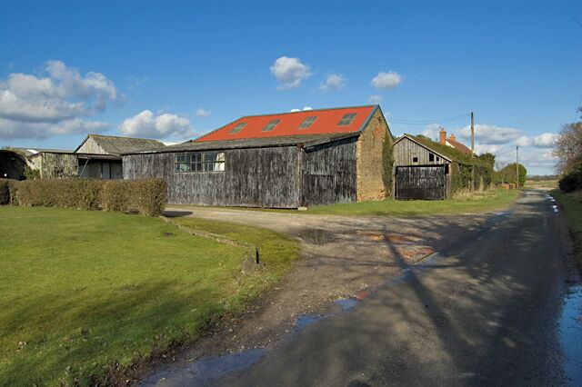 Spen Lane, Holme-on-Spalding-Moor, East Riding of Yorkshire, England. Showing outbuildings at Spen Farm.