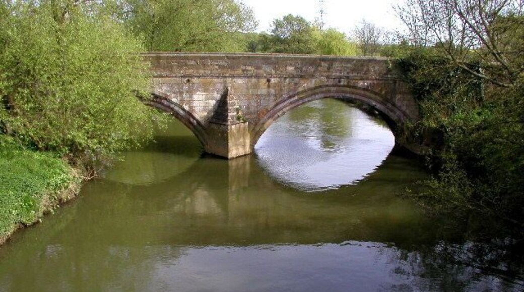 The old Kexby Bridge over the River Derwent forming the boundary between North Yorkshire and the East Riding of Yorkshire, England. MR: SE705511