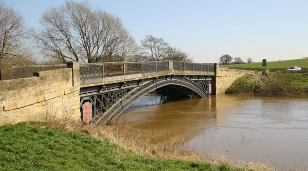 Thornton Bridge A piece of wood hanging from the arch of Thornton Bridge gives an indication of how high a swollen River Swale can rise.