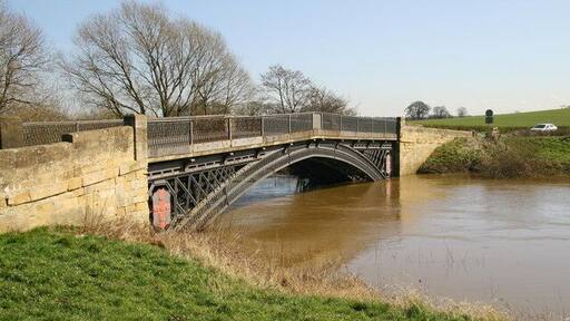 Thornton Bridge A piece of wood hanging from the arch of Thornton Bridge gives an indication of how high a swollen River Swale can rise.