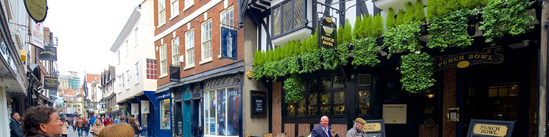 York showing a city, signage and heritage architecture