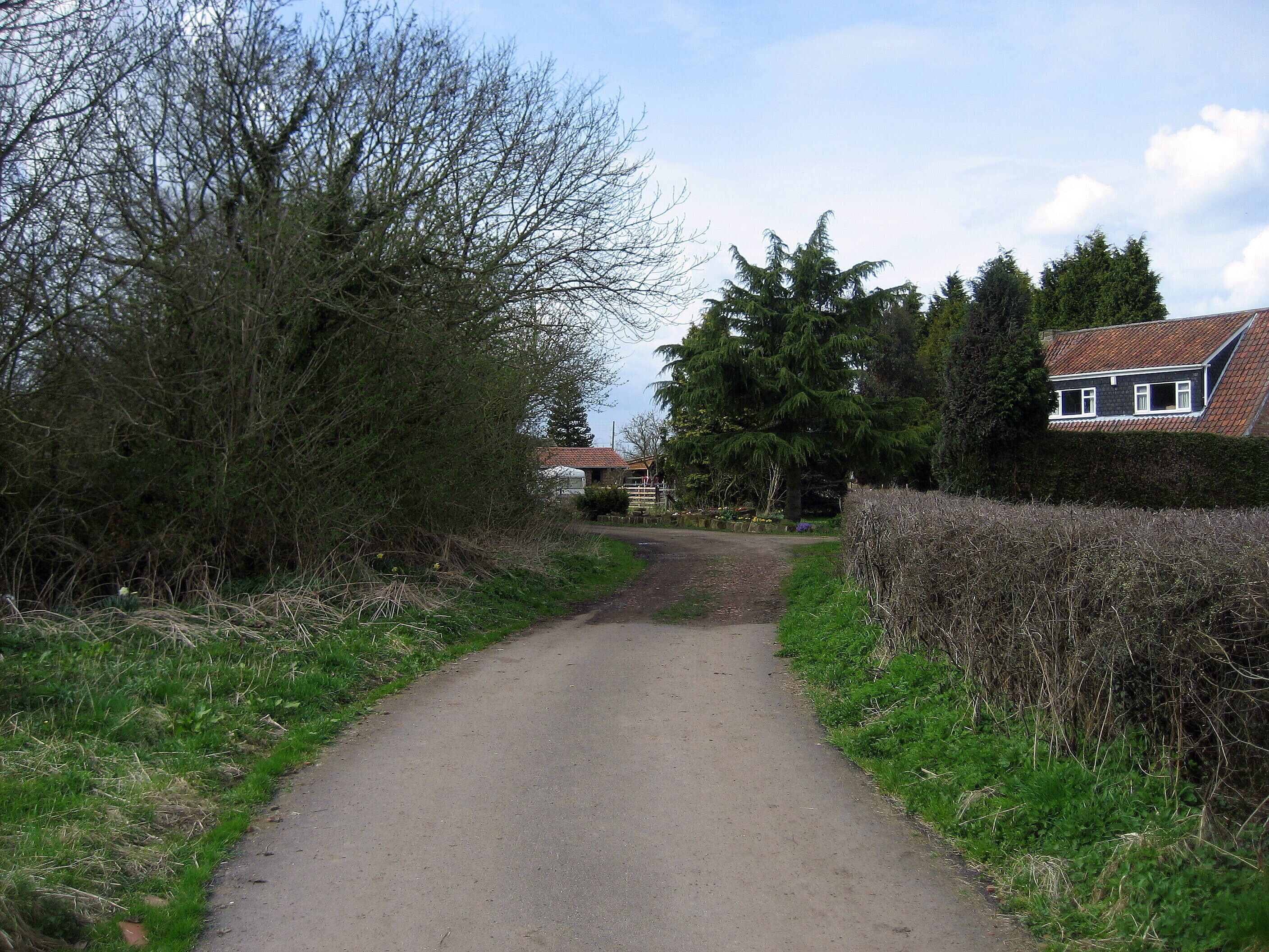 Carrbank Lane Entering Stockton in the Forest from the south.