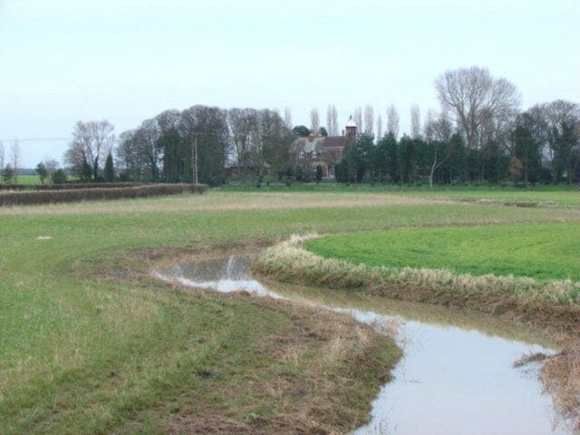 View of Riccall from Wheel Hall Bridge