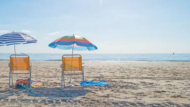 Blue sky over a beach along the sea