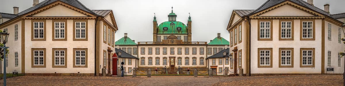 Panoramic view of Frederiksborg Castle, Hillerod, Denmark