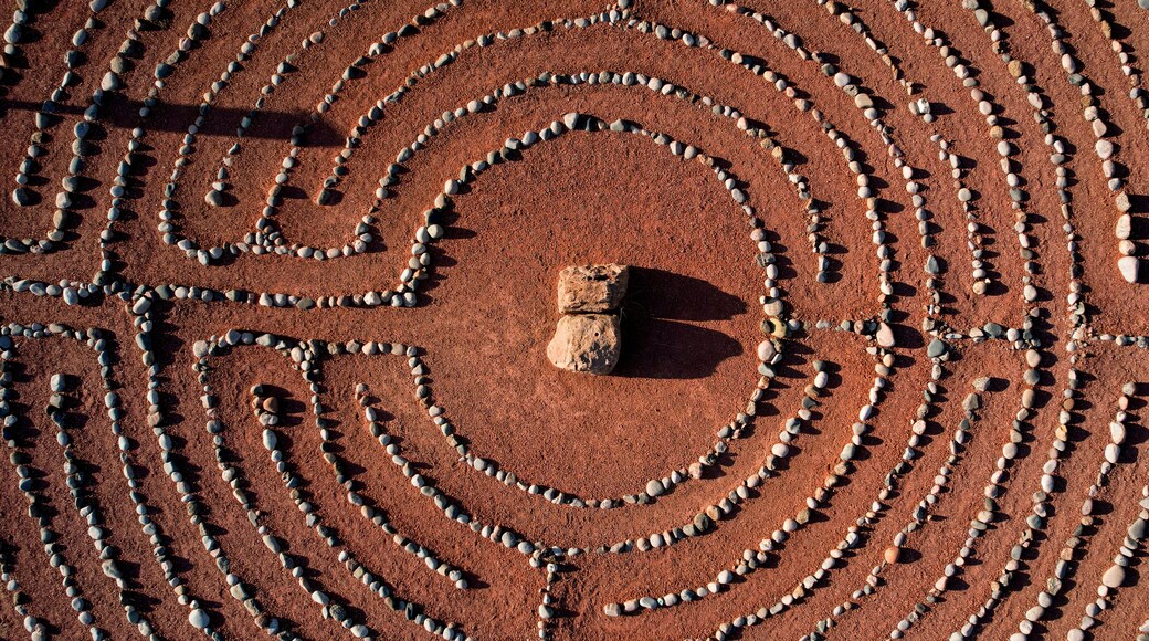 Arial view of Labyrinth circle made with rocks